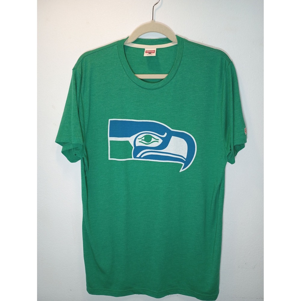 Homage Seattle Seahawks T Shirt Mens Large Green Retro Logo Tri-Blend NFL Tee